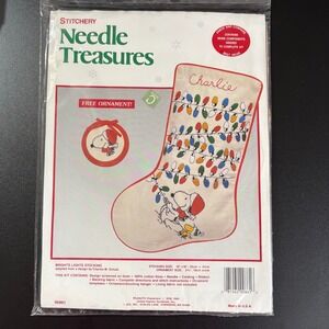Needle Treasures Peanuts Snoopy Brights Lights Stocking Crewel Kit 00861 Vintage